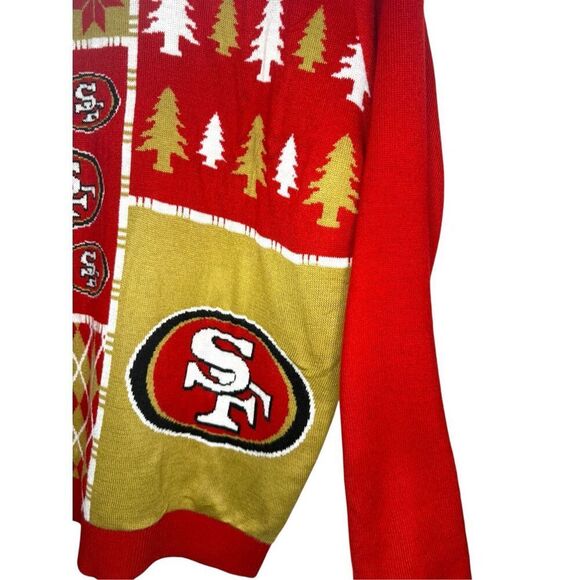 NFL San Francisco 49ers Men’s Large Busy Block Ugly Christmas Sweater Red & Gold - Picture 4 of 8